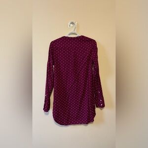 Burgundy Polka Dot Long Sleeve Blouse